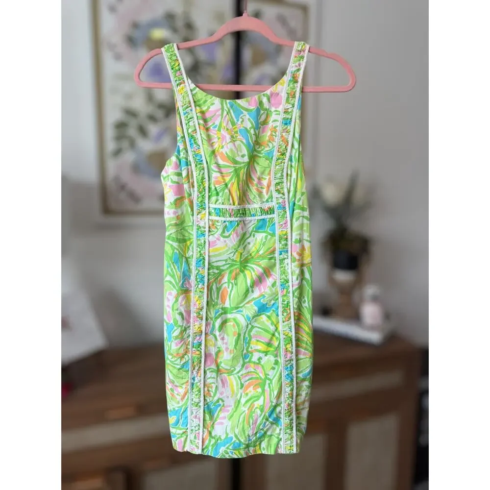 Lilly Pulitzer Fryer Elephant Ear Printed Shift Mini Dress Green Womens Size 2 - Picture 7 of 13